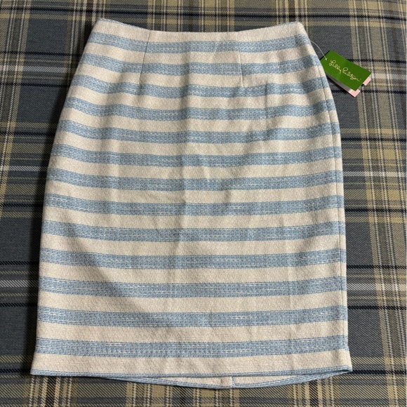 NWT Lilly Pulitzer Hyacinth Skirt Flutter Blue Lurex Boucle Stripe - Picture 2 of 8